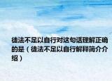 徒法不足以自行对这句话理解正确的是（徒法不足以自行解释简介介绍）