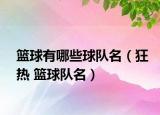 篮球有哪些球队名（狂热 篮球队名）