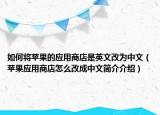 如何将苹果的应用商店是英文改为中文（苹果应用商店怎么改成中文简介介绍）