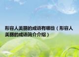 形容人美丽的成语有哪些（形容人美丽的成语简介介绍）