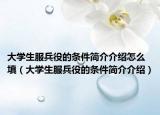 大学生服兵役的条件简介介绍怎么填（大学生服兵役的条件简介介绍）