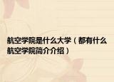 航空学院是什么大学（都有什么航空学院简介介绍）