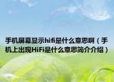 手机屏幕显示hifi是什么意思啊（手机上出现HiFi是什么意思简介介绍）