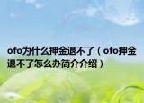 ofo为什么押金退不了（ofo押金退不了怎么办简介介绍）