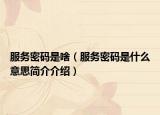 服务密码是啥（服务密码是什么意思简介介绍）
