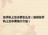 在手机上交水费怎么交（如何在手机上交水费简介介绍）