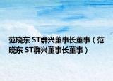 范晓东 ST群兴董事长董事（范晓东 ST群兴董事长董事）