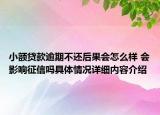小额贷款逾期不还后果会怎么样 会影响征信吗具体情况详细内容介绍