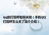 qq的打招呼如何关闭（手机QQ打招呼怎么关了简介介绍）