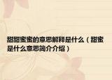甜甜蜜蜜的意思解释是什么（甜蜜是什么意思简介介绍）