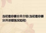 当初是你要分开介绍(当初是你要分开详细情况如何)