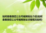 如何查看微信公众号视频地址介绍(如何查看微信公众号视频地址详细情况如何)