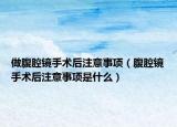 做腹腔镜手术后注意事项（腹腔镜手术后注意事项是什么）