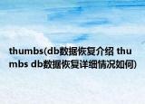 thumbs(db数据恢复介绍 thumbs db数据恢复详细情况如何)