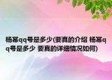 杨幂qq号是多少(要真的介绍 杨幂qq号是多少 要真的详细情况如何)