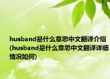 husband是什么意思中文翻译介绍(husband是什么意思中文翻译详细情况如何)