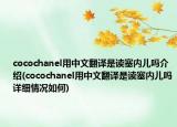 cocochanel用中文翻译是读塞内儿吗介绍(cocochanel用中文翻译是读塞内儿吗详细情况如何)