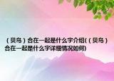 （贝鸟）合在一起是什么字介绍(（贝鸟）合在一起是什么字详细情况如何)