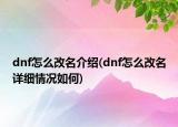 dnf怎么改名介绍(dnf怎么改名详细情况如何)