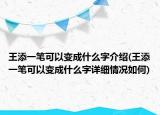 王添一笔可以变成什么字介绍(王添一笔可以变成什么字详细情况如何)