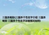 三国杀昵称(三国杀个性名字介绍 三国杀昵称 三国杀个性名字详细情况如何)