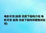 电影天堂(能用 迅雷下载吗介绍 电影天堂 能用 迅雷下载吗详细情况如何)
