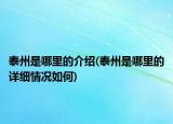 泰州是哪里的介绍(泰州是哪里的详细情况如何)