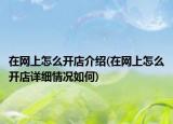 在网上怎么开店介绍(在网上怎么开店详细情况如何)