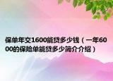 保单年交1600能贷多少钱（一年6000的保险单能贷多少简介介绍）