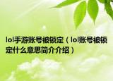 lol手游账号被锁定（lol账号被锁定什么意思简介介绍）
