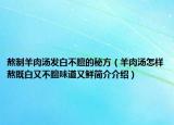 熬制羊肉汤发白不膻的秘方（羊肉汤怎样熬既白又不膻味道又鲜简介介绍）