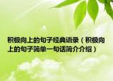 积极向上的句子经典语录（积极向上的句子简单一句话简介介绍）