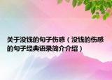 关于没钱的句子伤感（没钱的伤感的句子经典语录简介介绍）