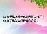 caj在手机上用什么软件可以打开（caj在手机怎么打开简介介绍）