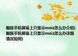 魅族手机屏幕上只显示meiz怎么办介绍(魅族手机屏幕上只显示meiz怎么办详细情况如何)