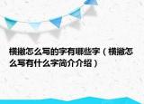 横撇怎么写的字有哪些字（横撇怎么写有什么字简介介绍）