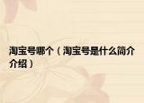 淘宝号哪个（淘宝号是什么简介介绍）