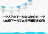 一个人的街下一句怎么接介绍(一个人的街下一句怎么接详细情况如何)