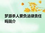 梦游杀人要负法律责任吗简介