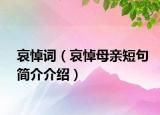 哀悼词（哀悼母亲短句简介介绍）