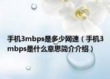 手机3mbps是多少网速（手机3mbps是什么意思简介介绍）
