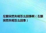 左眼突然失明怎么回事啊（左眼突然失明怎么回事）