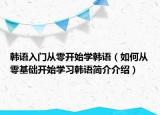 韩语入门从零开始学韩语（如何从零基础开始学习韩语简介介绍）