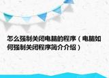 怎么强制关闭电脑的程序（电脑如何强制关闭程序简介介绍）