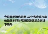 今日最新消息更新 10个省会城市房价跌回3年前 预测反弹还是会继续下跌吗