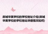 麻城华英学校的学校地址介绍(麻城华英学校的学校地址详细情况如何)