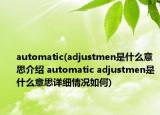 automatic(adjustmen是什么意思介绍 automatic adjustmen是什么意思详细情况如何)