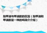 指甲油与甲油胶的区别（指甲油和甲油胶是一样的吗简介介绍）