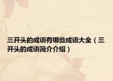 三开头的成语有哪些成语大全（三开头的成语简介介绍）