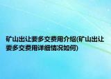 矿山出让要多交费用介绍(矿山出让要多交费用详细情况如何)